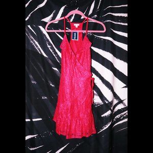 NWT LOVE, FIRE PINK LACE DRESS